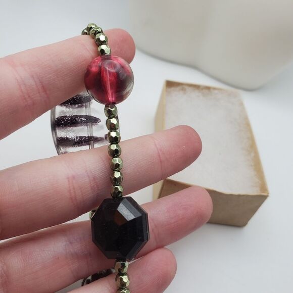 Handcrafted disc beaded bracelet stretch - Picture 2 of 2